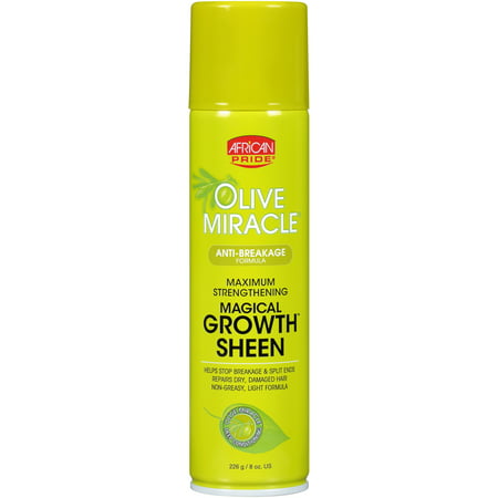 African Pride Olive Miracle Maximum Strengthening Magical Growth Sheen 8 oz. Aerosol (Best Oil Sheen For Relaxed Hair)
