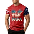 thumbnail image 2 of GrmtClth Fathers Day Gift Summer Dad Papa Print American Flag Top Classic 4th Of July Patriotic Shirt Trendy Soft Round Neck Independence Day Tee Red S, 2 of 4