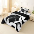 thumbnail image 2 of Homewish Swirl Stripes Twin Comforter Sets,Aesthetic Artwork Bedding Set,White Black,Black Reversible,2-Piece,1 Comforter and 1 Pillowcase, 2 of 7
