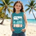 thumbnail image 2 of Gunia Toddler Girl Tank Tops Summer Kids Tank Top With Letter Gradient Print For Outdoor Beach Play Tee Casual Sleeveless Girls T Shirt Mint Green 2-3 Years, 2 of 6