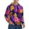 thumbnail image 2 of Pofeuu Purple Flower Print Mens Casual Hooded Collar Drawstring Hoodies Pullover Sweatshirts Casual Long Sleeve Shirts-3X-Large, 2 of 7