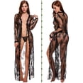 thumbnail image 2 of Women translucent Lingerie Sexy Long Lace Dress Sheer Gown See Through Kimono Robe, 2 of 6
