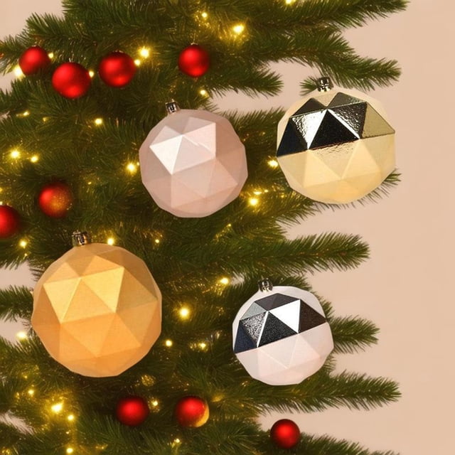 Xihbxyly Bolas Navideñas de Diamantes, Decoración En Dorado Champán, Diseño Elegante, Versátiles para Coronas y Guirnaldas de Árbol, Ambiente Festivo, Juego de 6, Adornos de 8 Cm de Diámetro.
