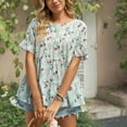 thumbnail image 1 of SMihono Hauts pour Femmes Été Chic Décontracté Mode Femme Imprimé Décontracté Col Rond Manches Courtes T-Shirt Ample Blouse Hauts T-Shirt Oversize pour Femmes, 1 of 9