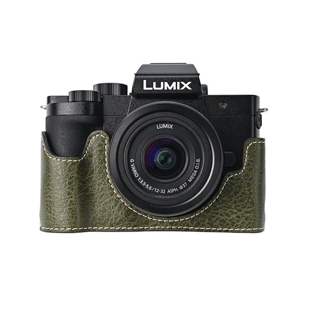 GadgetCom Camera Half Case Compatible with Panasonic Lumix G100K / G100D , Anti-Slip PU Leather Shell Protective Cover