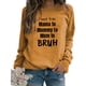 thumbnail image 1 of Sudadera de manga larga amarilla con palabras negras para mujer, cómoda, XXL, perfecta para el hogar, los viajes y la oficina, 1 of 5
