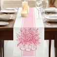 thumbnail image 3 of Eucalyptus Pink 72 Inch Table Runner, Vintage Bottle Succulents Flower Stripes Farmhouse Dresser Scarf Cotton & Linen Tablerunner for Dining/Kitchen Island/Holiday Party Décor 13" x 72", 3 of 9