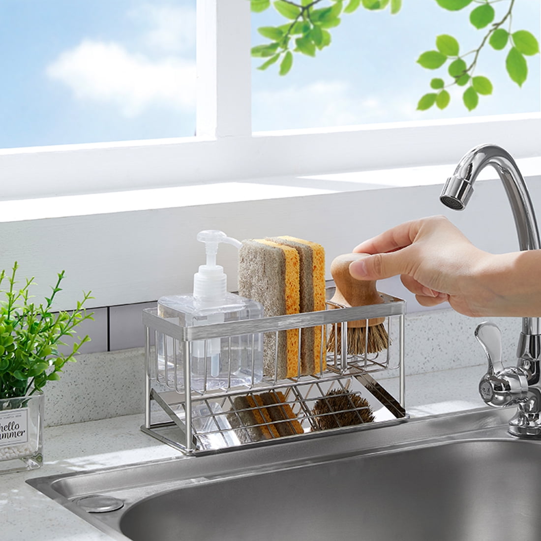 Isyunen Sponge Holder Kitchen Sink Caddy Organizer , 304 Stainless