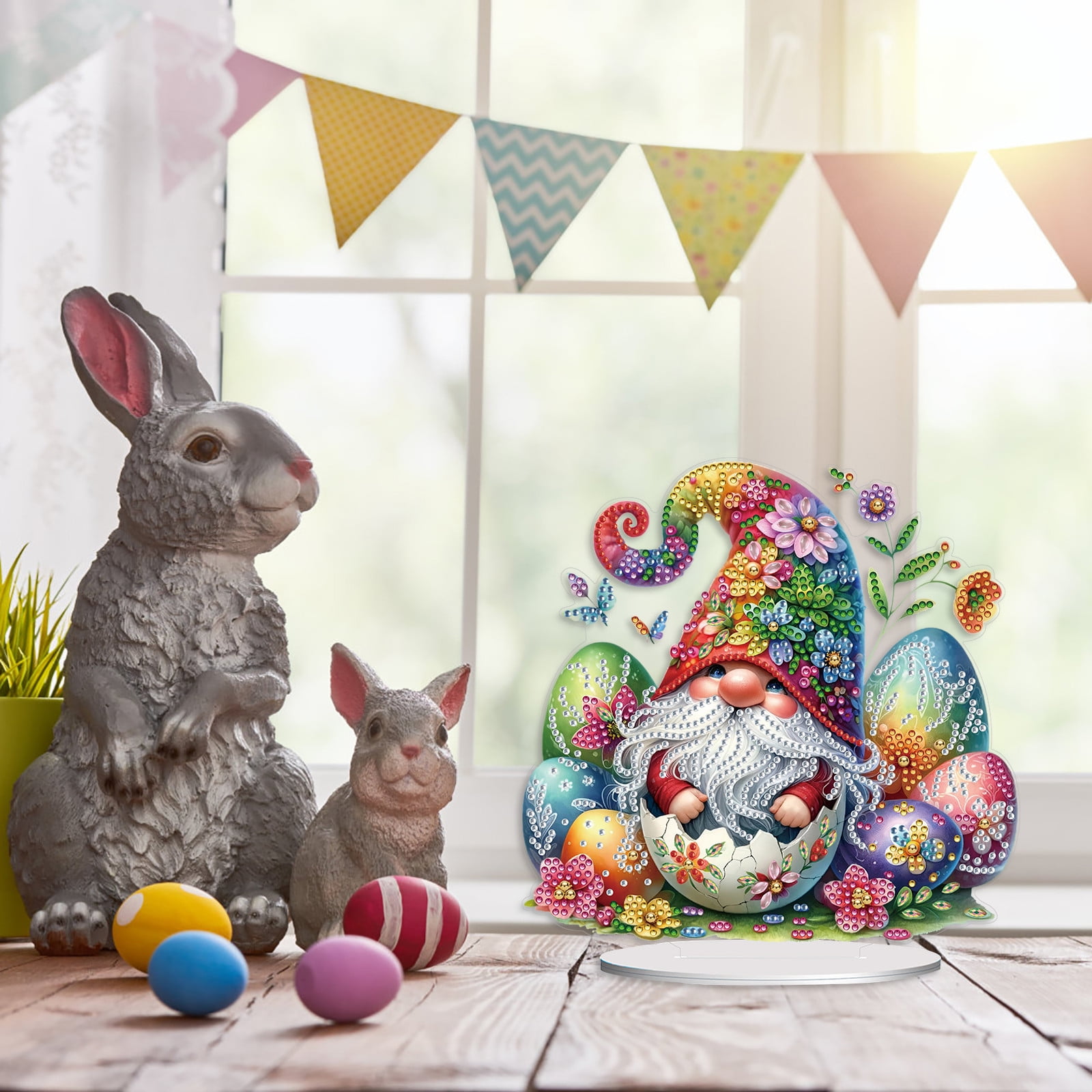 FLOPESN 2Pcs DIY Diamond Art Painting Easter Goblin Ornament Kits with Oval Base, Single-Sided Diamond Painting PET Craft for Home Decor