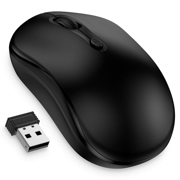 Wireless Mouse,1Pack 2.4GHz Wireless Computer Mouse with USB Receiver Wireless USB Dongle,4 Buttons,Portable Cordless USB Mice for Laptop,PC,Computer,HP, Windows,Chromebook,Notebook,Mac,Desktop,Black
