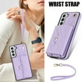 thumbnail image 2 of for Samsung Galaxy S22 Case, Wallet Phone PU Leather Case with Card Holder Crossbody Cover for Women Girls Strap Wristlet RFID Blocking Shockproof Protective Cover for Samsung S22, Violet, 2 of 9