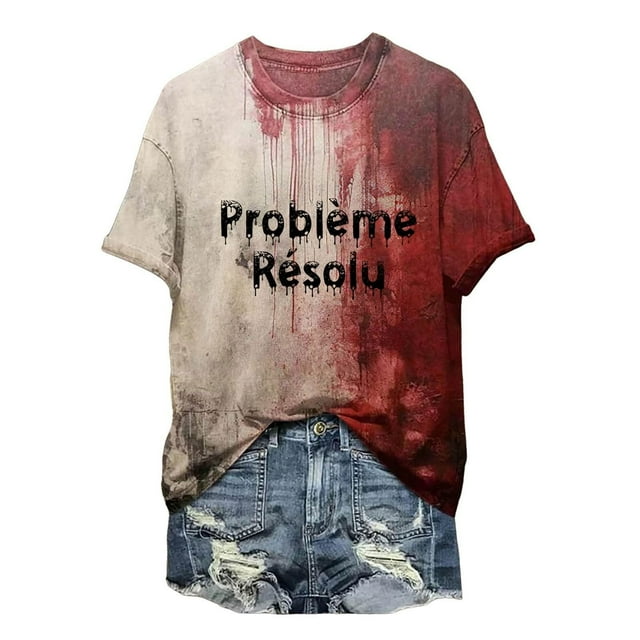 T-Shirt à Manches Courtes pour Femmes Seductiva Économies de Printemps Liquidation T-Shirt d'Halloween Mode Décontractée pour Femmes Imprimé d'Halloween Col Rond Haut à Manches Courtes T-Shirt