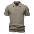 thumbnail image 2 of RongHuan Mens Lightweight Shirts Short Sleeve Ribbed Textured Shirt Casual Golf Shirts Collared Button Up T Shirt, 2 of 8