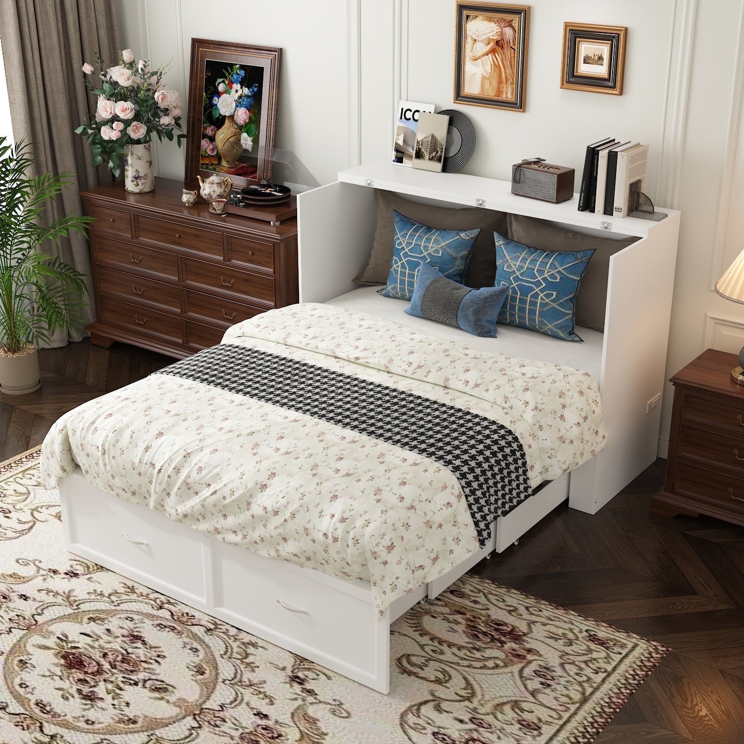 MONSLIPA Full Size Murphy Bed, Space-Saving Cabinet Bed with