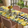 thumbnail image 3 of Yellow Lemons Table Cloths for 8 Foot Rectangle Tables, Summer Fruits Leaves Botanical Buffalo Plaid Patio Waterproof Elastic Fitted Tablecloths, Washable Rectangular Table Cover for Camping, 3 of 8