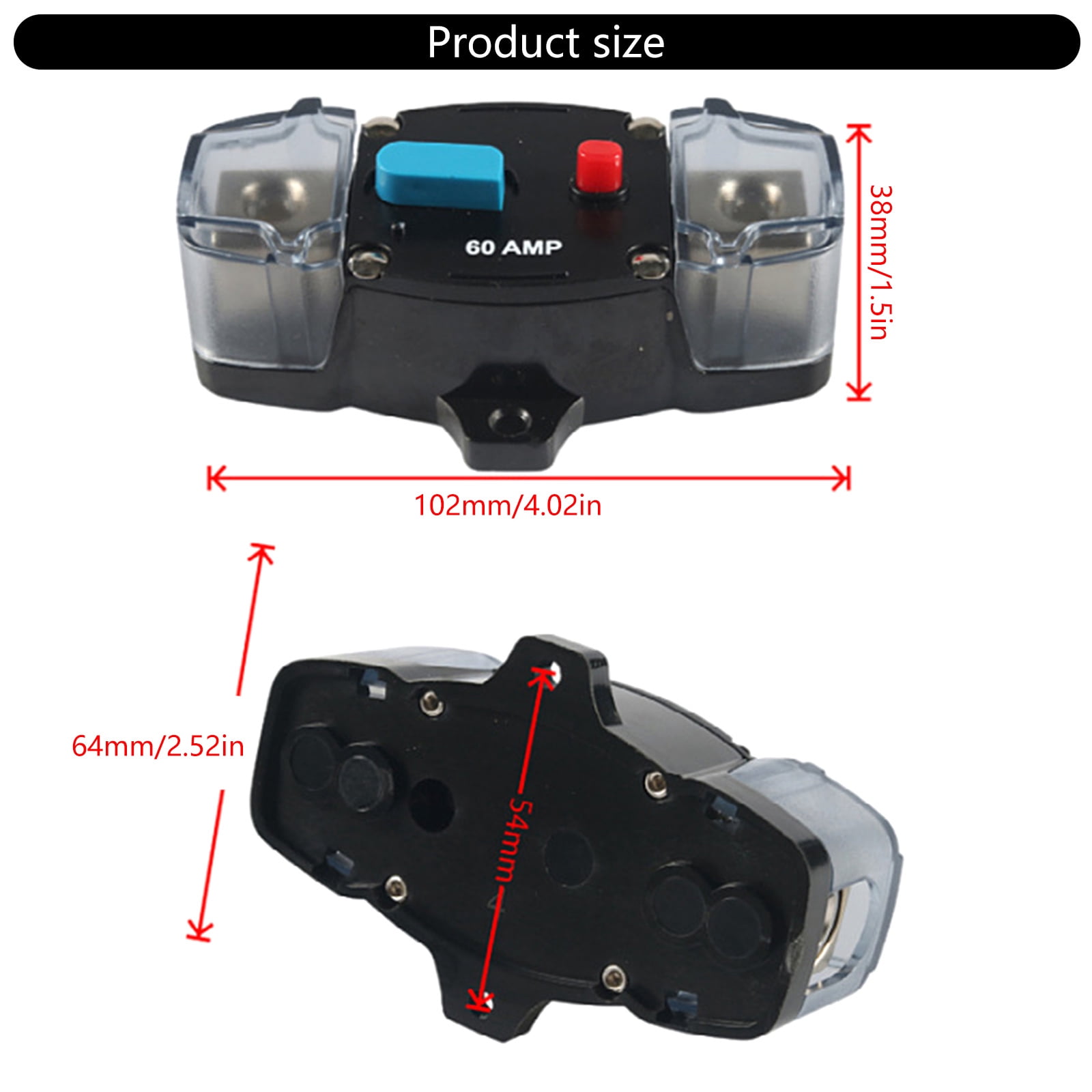 Manual Reset Resettable Inverter Block Circuits Breaker Inline Fuses Holder for Trolling Motor and Stereo Sound Systems