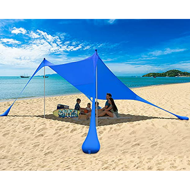 PETNOZ Beach Tent Canopy Sun Shade UPF50+, Easy Pop Up Anti-Wind Sun  Shelter with Stability Poles/Carry Bag/Ground Pegs/Sand Shovel, Portable  Sunshade 