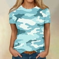 thumbnail image 2 of IYYVV Womens Top Short Sleeve Casual Flowy Hawaiian Shirts Crewneck Tunic Tops For Leggings Camouflage Graphic T Shirt For Women 2024 Spring Workout Clothes Light Blue 3XL, 2 of 5