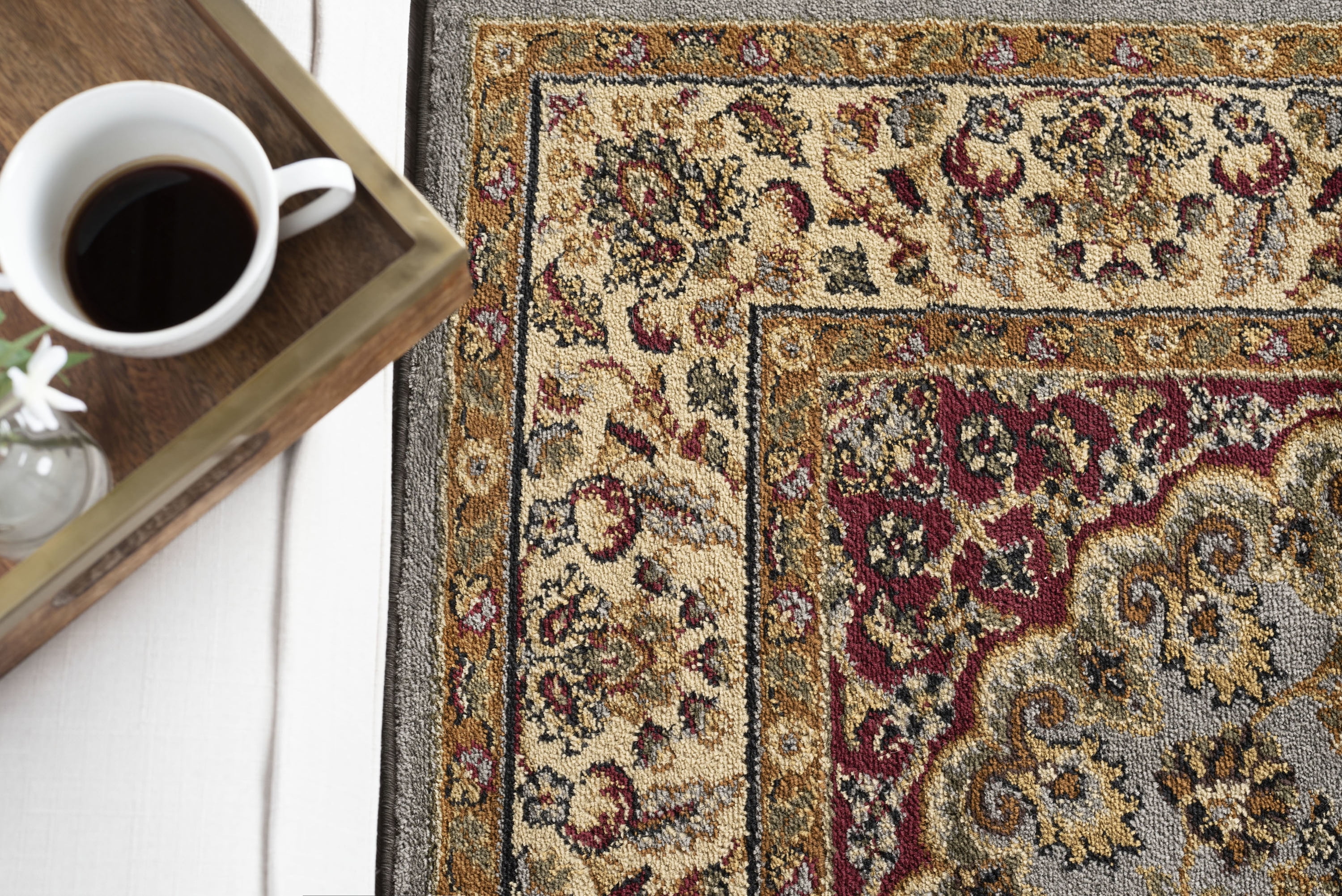 Transitional 5x7 Area Rug (5' x 7') Oriental Blue, Red Living Room Easy to Clean