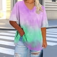 thumbnail image 3 of Xdegoge Womens Aesthetic Cloud Tie Dye T Shirt V Neck Short Sleeve Galaxy Pastel Print Relaxed Fit Artistic Y2K Style Summer Casual Fashion Apparel Tees Tops Shirts, 3 of 5