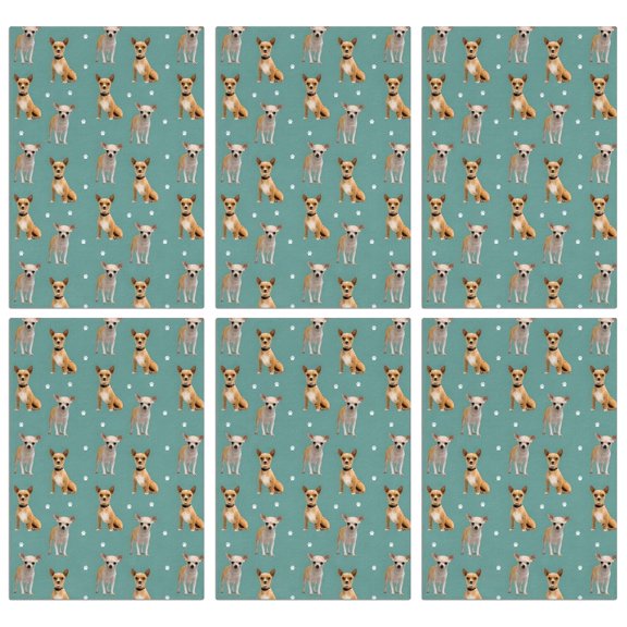 6 Pcs Funny Kitchen Towels,Chihuahua and Footprints Microfiber Dish Towels,Kitchen Tea Towels,Kitchen Towel Set (18" X 26")