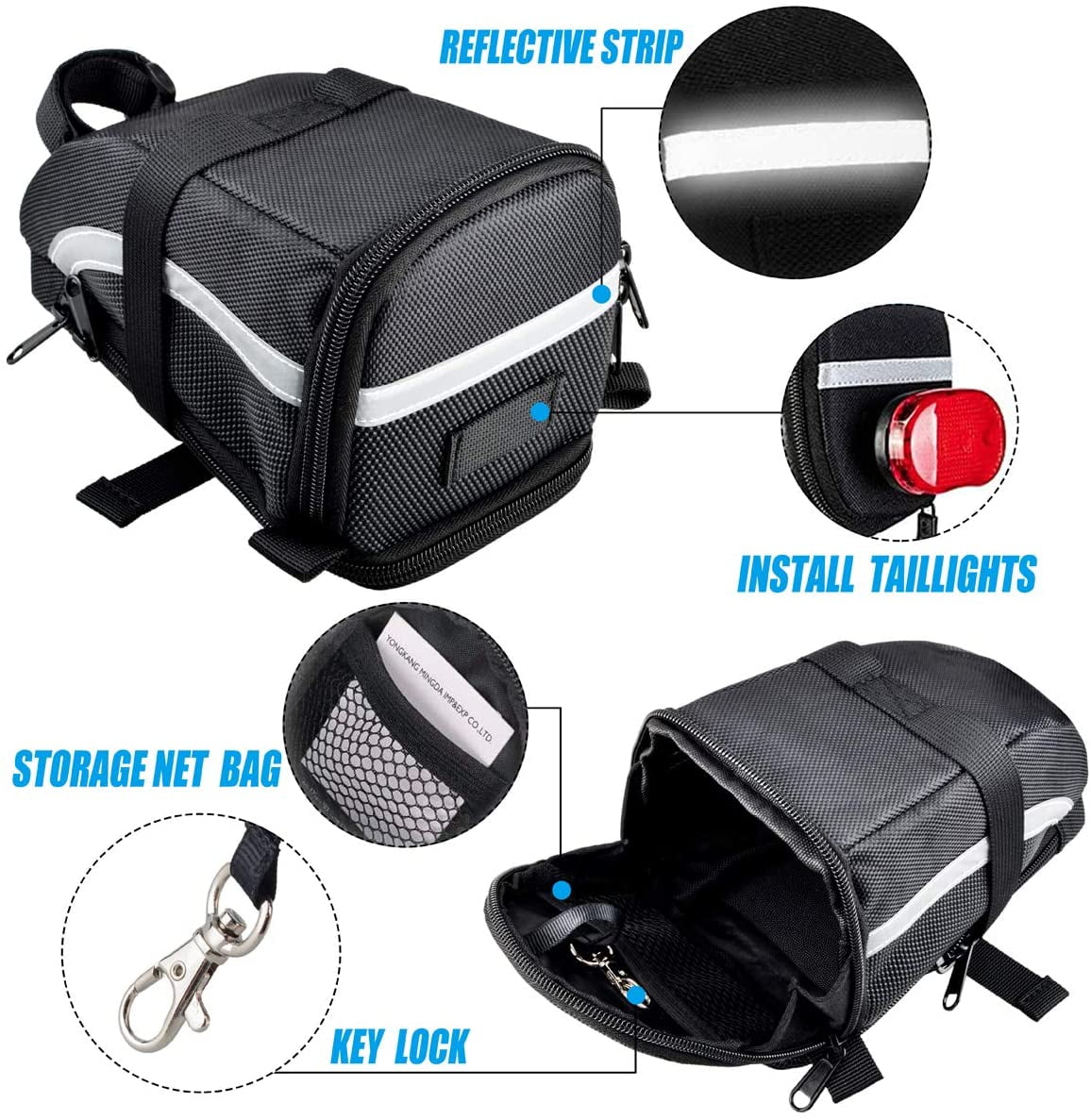 Buy Vive Comb Bike Saddle Bag, UnderSeat Waterproof Cycling StrapOn