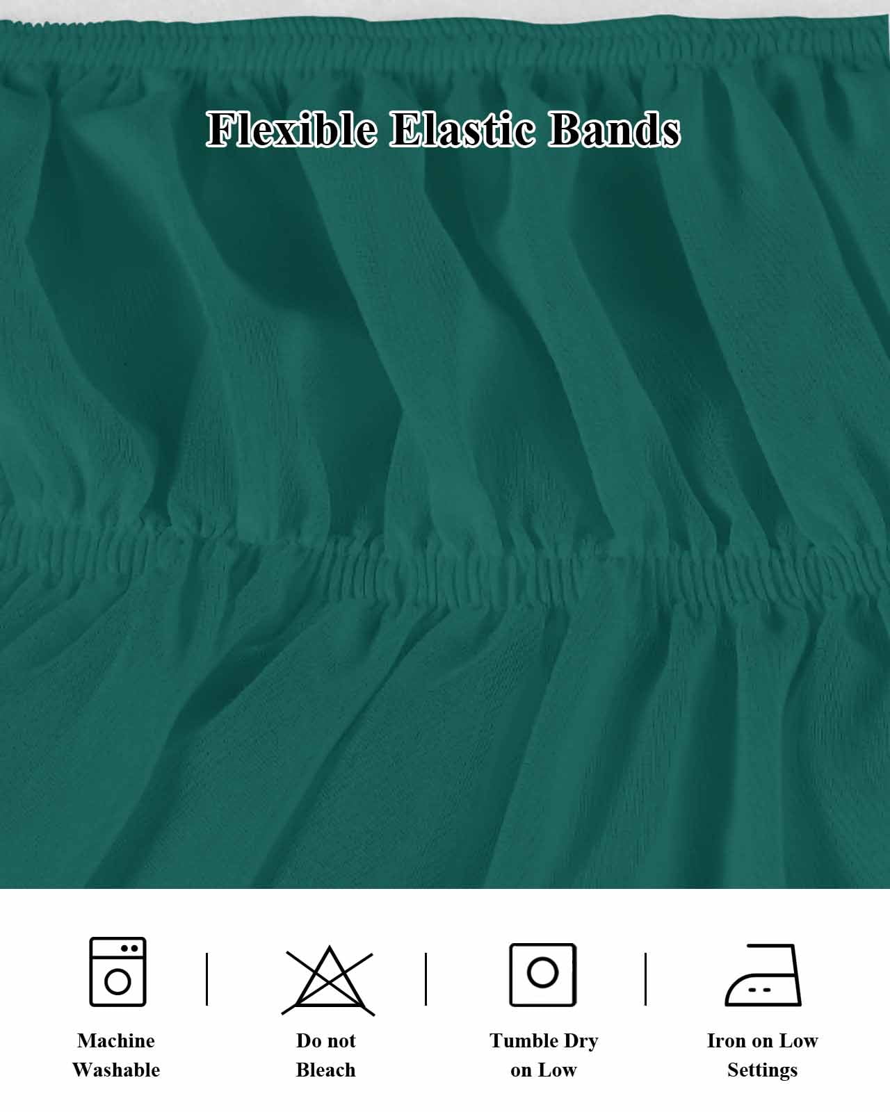 Dark Green Wrap Around Bed Skirts for Queen Bed 18" Drop, Bed Skirt with Adjustable Elastic Belt Dust Ruffle Bed Valance for Bedroom Hotel Luxury Modern Pure Dark Green Bed Frame Cover