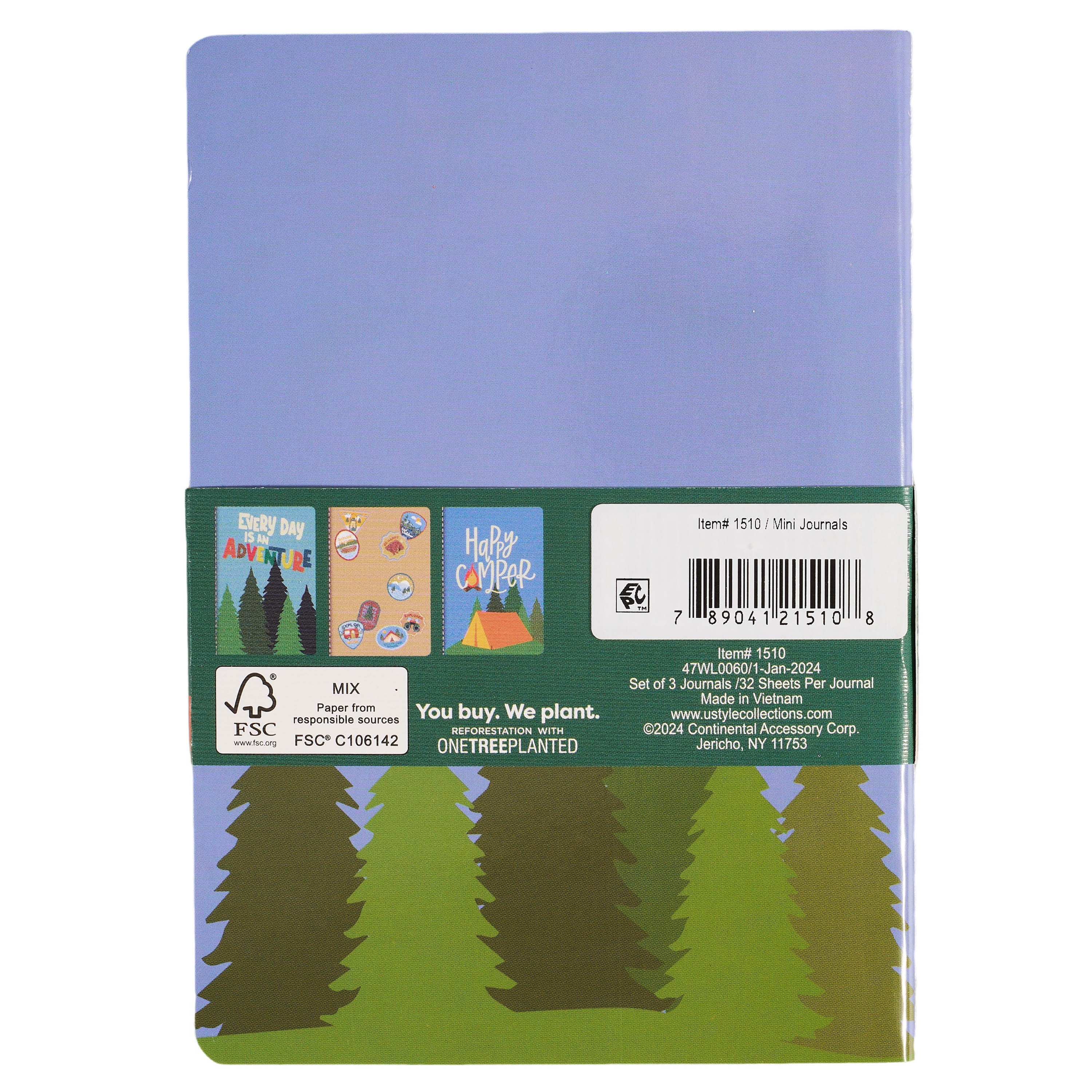 U Style Set of 3 Mini Journals, Camping Designs