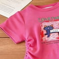 thumbnail image 4 of Hrsba Little Girl Outfits Round Neck Short Sleeve Print Top And Elastic Waist Thin Pants Soft Cozy Homewear 2 Piece Set, 4 of 6