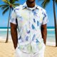 thumbnail image 2 of Mens Casual Manga Corta Botón Abajo Camisas Cuello Abierto Impreso Vacaciones de Verano, Camisas de Manga Corta de los Hombres Casual, 2 of 8
