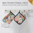 thumbnail image 4 of Yayeee Oven Mitts and Pot Holder Set of 2 Heat Resistant Kitchen Gloves Baking Hot Pad, Art City, 4 of 5