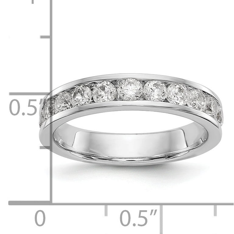 0.99ct. CZ Solid Real 14K White Gold 11-Stone Dia Channel Wedding Band Ring  