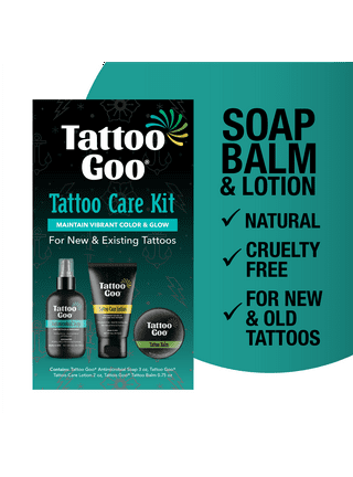 Tattoo Goo Tattoo Care Kit with Antimicrobial Soap, Tattoo Balm & Tattoo  Lotion 