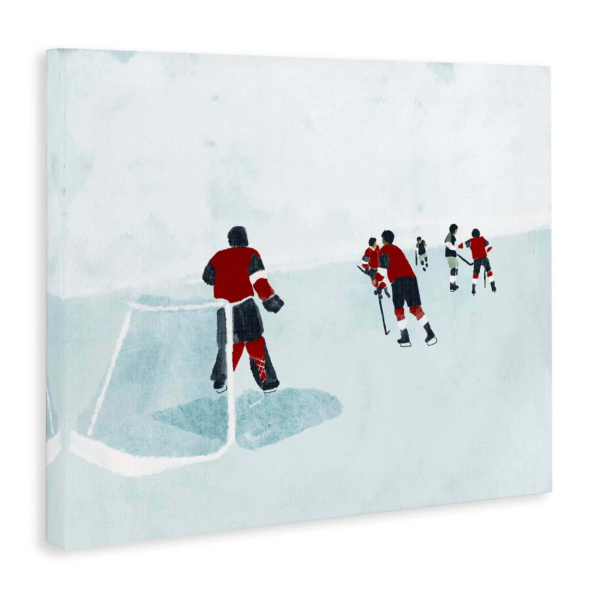 Stupell Industries Hockey Players on Ice Sports Painting Wrapped Canvas Art Print Wall Art, 40 x 30