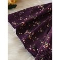 thumbnail image 3 of Purple Floral Print Wrap Dress With Shirred Waist, V-Neck, And Ruffled Short Sleeves, 3 of 7