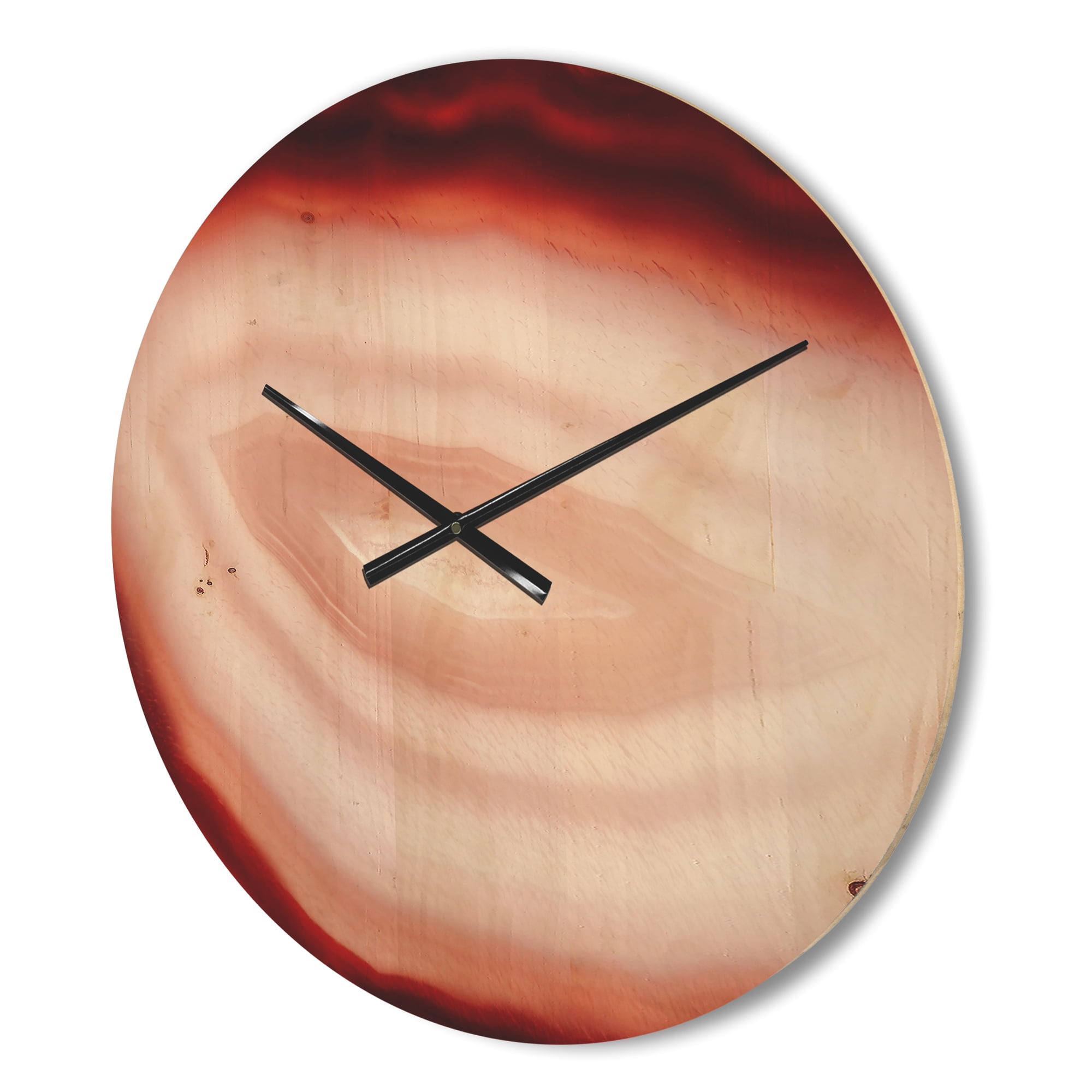 Designart 'Chalcedony Geological Crystal With Agate' Modern Wood Wall Clock