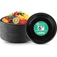 TRAHOO6 Inch Disposable Black Plastic Plates (100 Pack) Microwave Safe