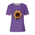 thumbnail image 4 of Sexlip Womens Sunflower Leopard Graphic Blouse Crew Neck Design Soft Fabric Relaxed Silhouette for Casual Outings Purple M, 4 of 4