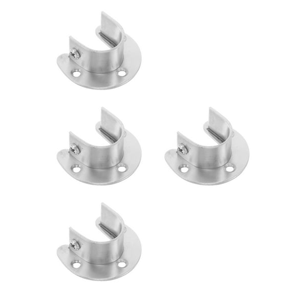 Masteelf 4pcs Closet Rod Holder Stainless Steel Open Flange Bracket Heavy Duty Closet Pole Socket Wall Mount Closet Rod End Supports Closet Accessories