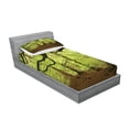 thumbnail image 2 of Ambesonne Forest Fitted Sheet & Pillow Sham Set, Woodland Natural Beauty, Twinxl, Green Brown, 2 of 2