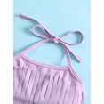 thumbnail image 6 of Baby Girls Three Piece Swimsuits, Halter Tassel Tops + Bikini Bottom + Headband Set, 6 of 10