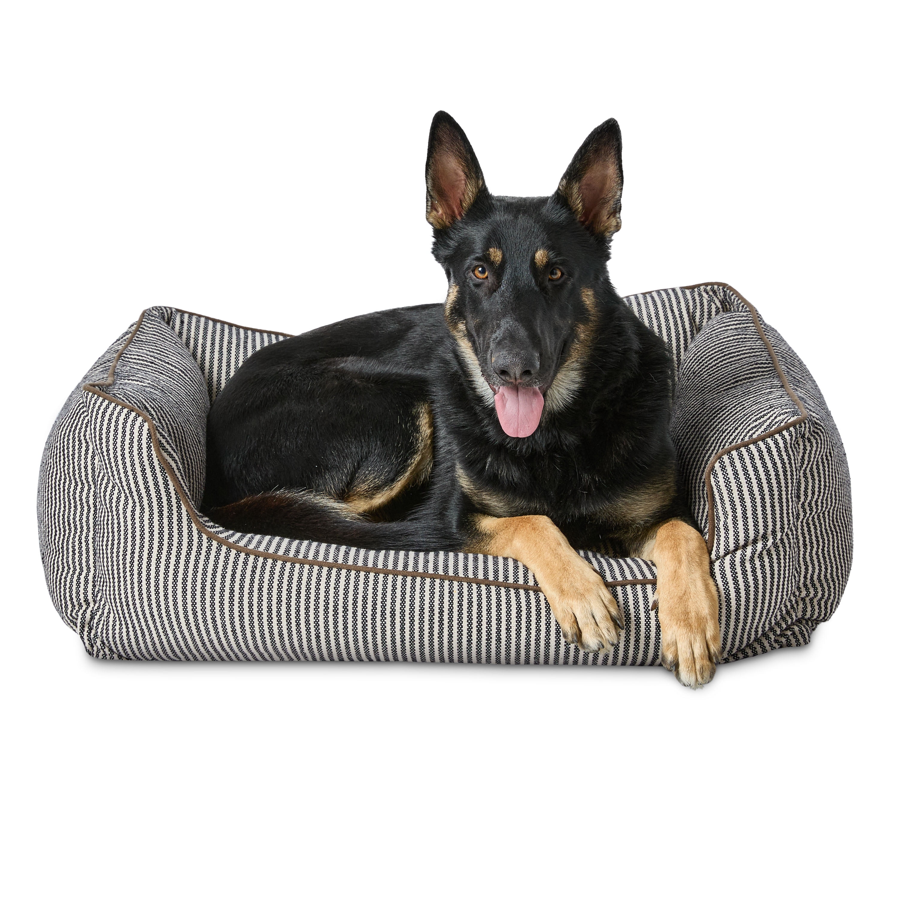 Vibrant Life Large High Wall Striped Dog Bed, Black and White, 36" x 27"