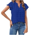 thumbnail image 3 of Fesfesfes Womens Summer Tops Fashion Womens Summer V-Neck Solid Short Sleeve Sexy Top Blouse Going Out Top L(US:8), 3 of 9