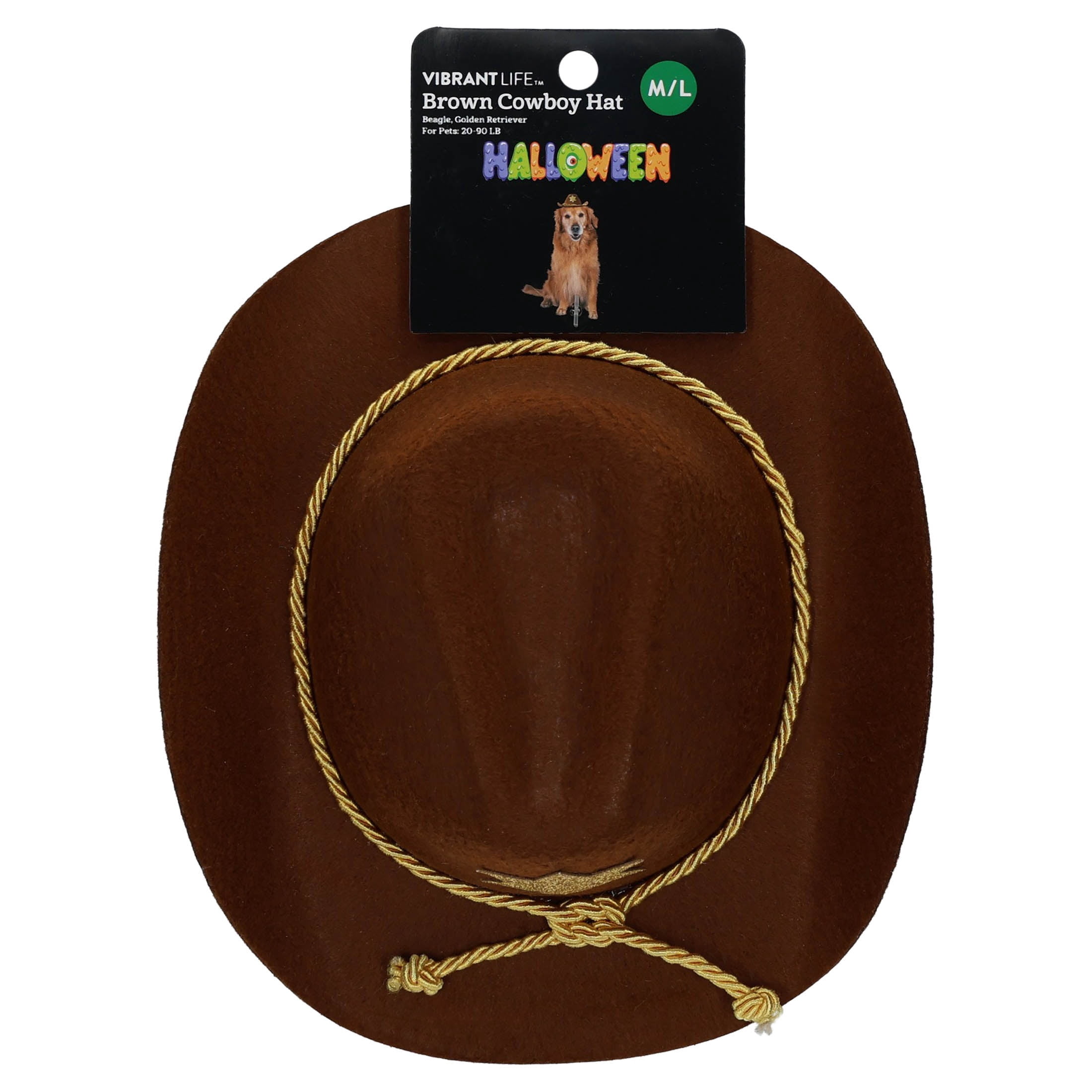 Vibrant Life Halloween Cowboy Hat Costume for Dogs, Brown, M/L