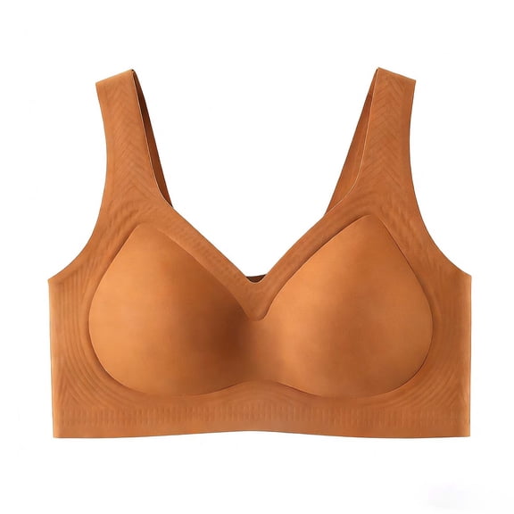 MGDXOX Women's Plus Size Seamless Wireless Minimizer Bra Full Coverage Supportive Comfortable T-Shirt Bras for Daily Wear Orange XXXL