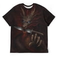 thumbnail image 5 of LAOLIUSN Men’s Dragon T Shirt 3D All Over Print Graphic Tee, Dark Fantasy Fire Dragon Face with Glowing Eyes, Short Sleeve Crewneck Streetwear Shirt S-4XL, 5 of 7