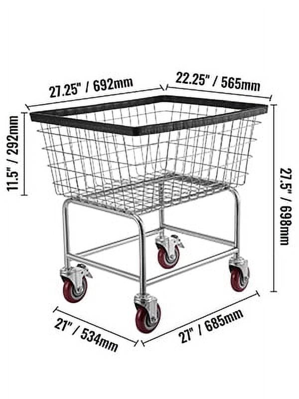 VEVOR Wire Laundry Cart Wire Laundry Basket 2.5 Bushel Heavy Duty w/ 4'' Wheels