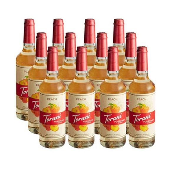 Torani Puremade Peach Flavoring Syrup - 750 mL of Glass Bottle (12/Case)