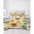 thumbnail image 3 of Quilts Twin Size, Sunflower Farmhouse Soft Comforter Bedding Set for Bed, Spring Summer Retro Floral Butterflies Lightweight Quilted Bedspread with Pillow Cover(2 Pieces) for All Season, 68x86 Inch, 3 of 6