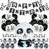 AkoaDa Panda Birthday Party Supplies Panda Birthday Banner Balloons for Panda Bear Birthday Decorations